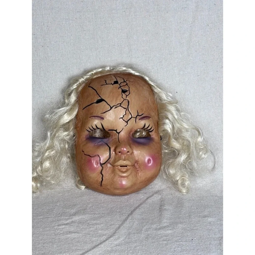 Scary Creepy Doll Halloween Mask Bride Of Chucky Blonde Hair‎